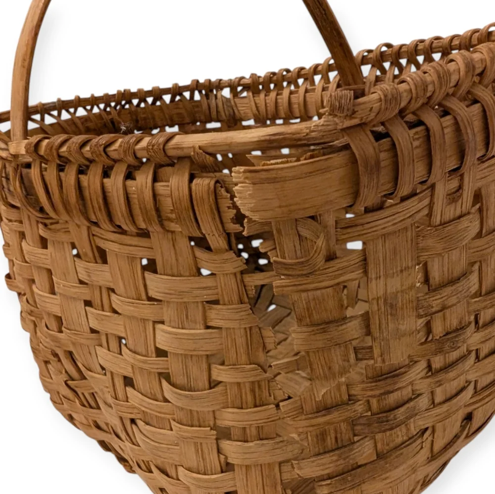 ANTIQUE Woven Americana Basket Farmhouse Storage Vintage 1920